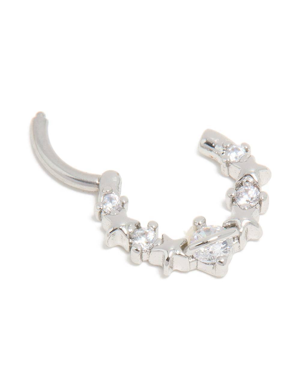Surgical Steel Cubic Zirconia Floral Clicker Ring