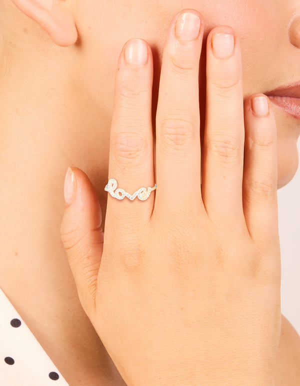 Sterling Silver Cubic Zirconia Love Ring