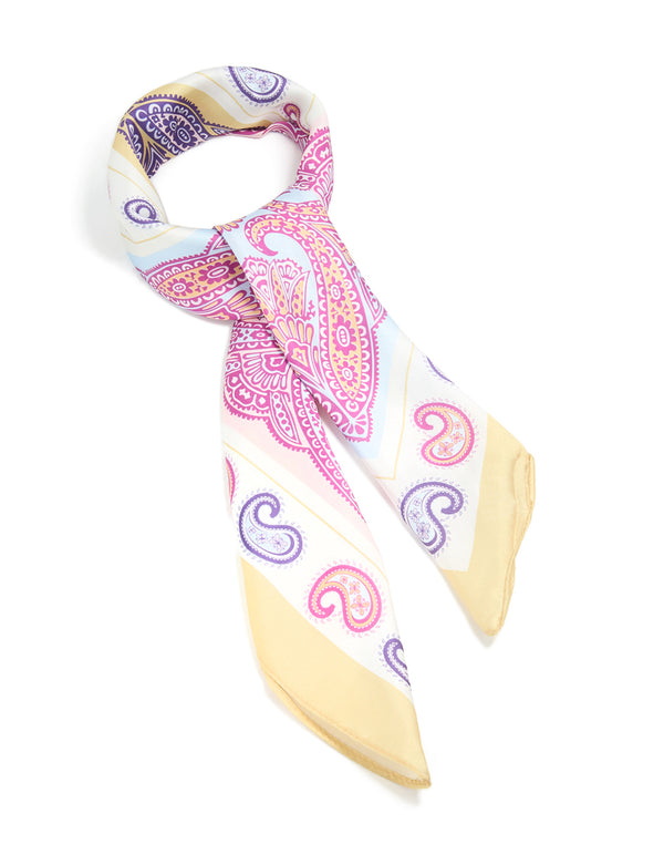Multicoloured Paisley Square Fabric Scarf