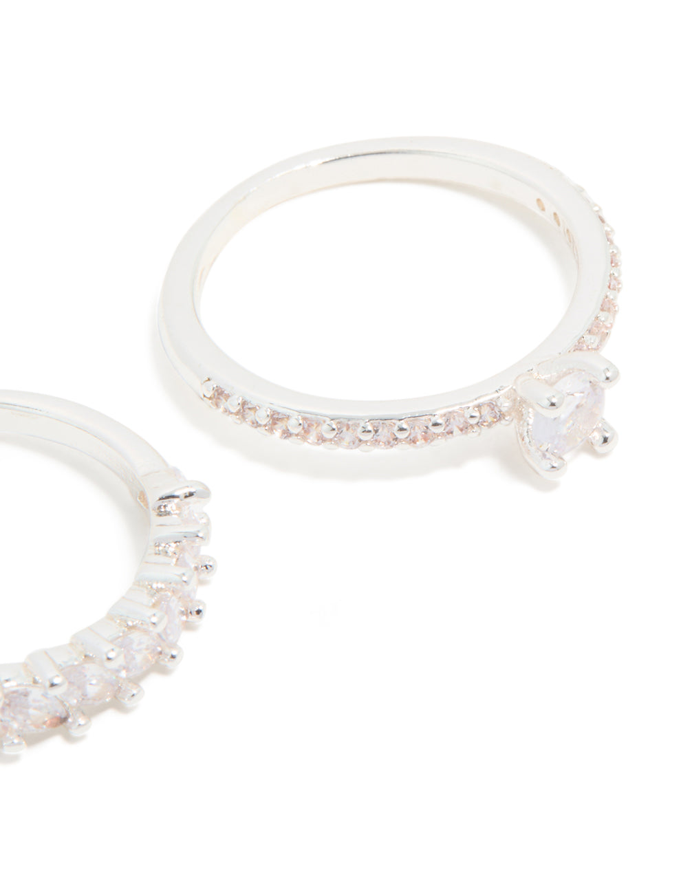 Silver Plated Cubic Zirconia Stacking Rings 2-Pack