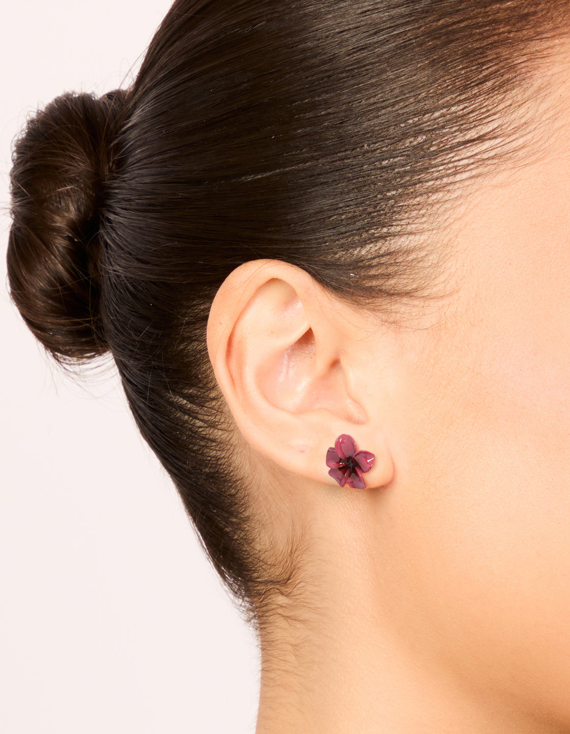 Burgundy Acrylic Frangipani Flower Stud Earrings