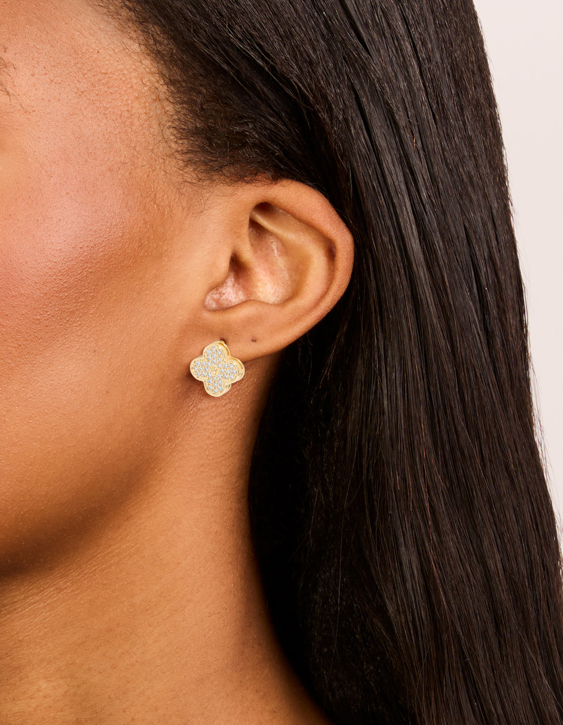 Gold Plated Cubic Zirconia Flower Detail Small Stud Earrings