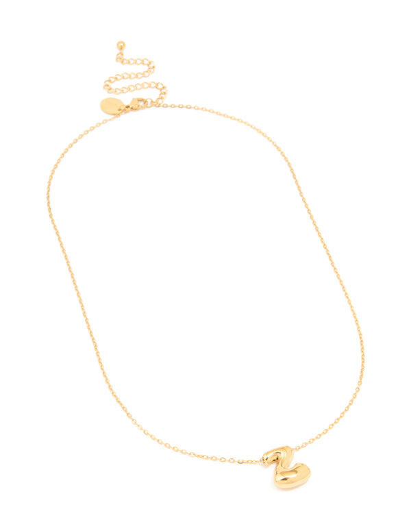 Waterproof Gold Plated Stainless Steel Large Bubble Letter Z Necklace