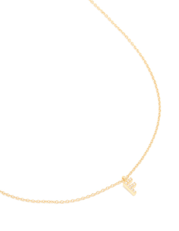 Gold Plated Cubic Zirconia Letter F Necklace