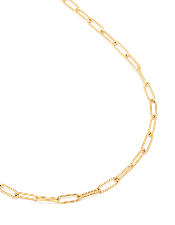 Waterproof Gold Plated Stainless Steel Open Oval Link Necklace