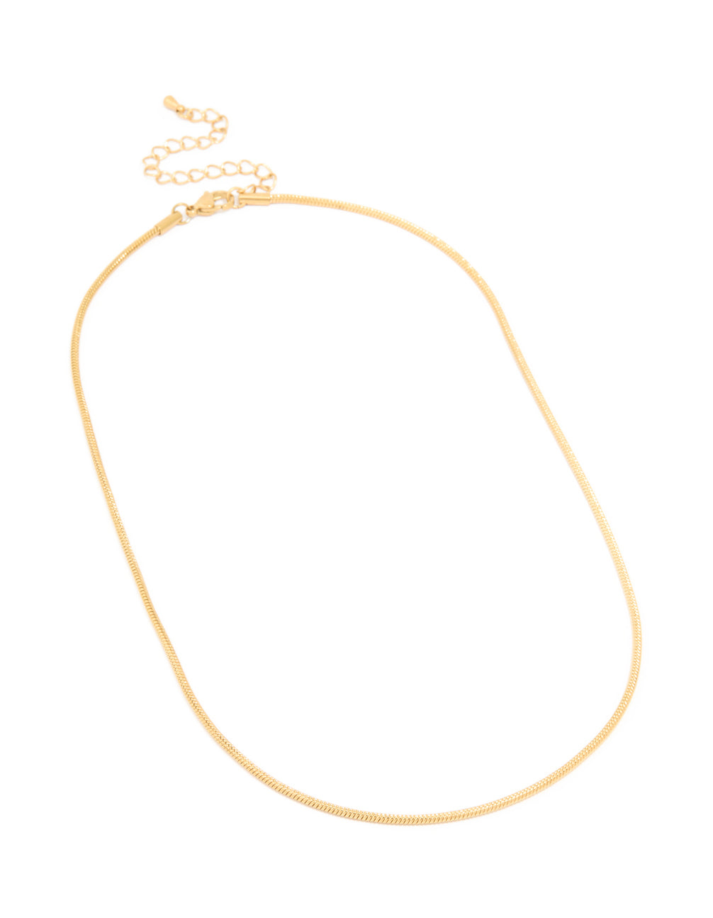 Featuring a waterproof snake short necklace in stainless steel with dainty style and gold plated finish front view