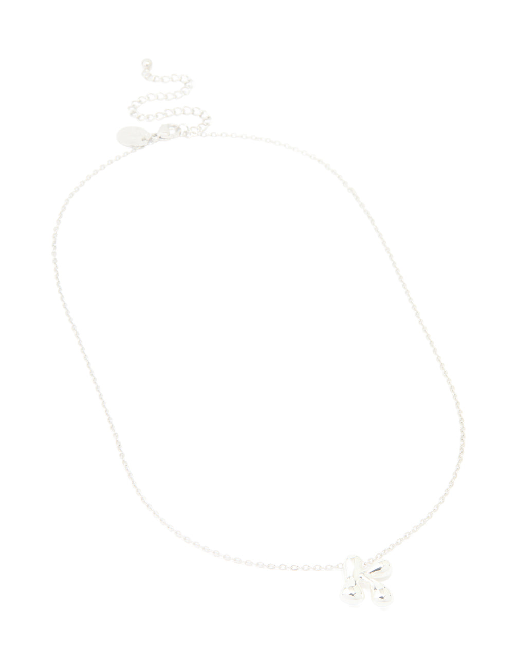 Featuring a waterproof stainless steel large bubble letter K initial pendant necklace in silver front view