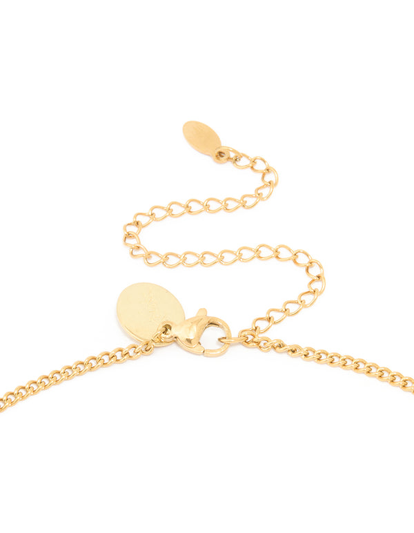 Waterproof Gold Plated Stainless Steel Circle Aquarius Zodiac Sign Necklace