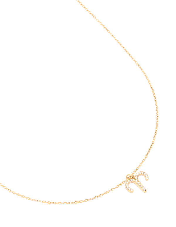 Waterproof Gold Plated Stainless Steel Cubic Zirconia Aries Zodiac Sign Necklace