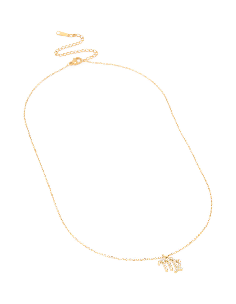 Waterproof Gold Plated Stainless Steel Cubic Zirconia Virgo Zodiac Sign Necklace