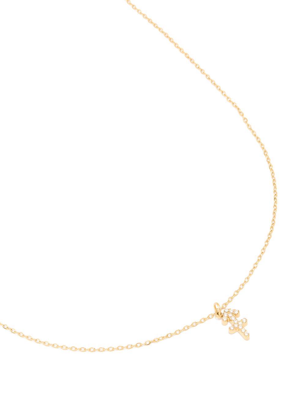 Waterproof Gold Plated Stainless Steel Cubic Zirconia Sagittarius Zodiac Sign Necklace