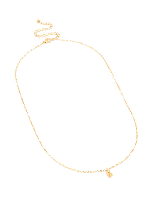 Waterproof Gold Plated Stainless Steel Mini Bubble Letter S Necklace
