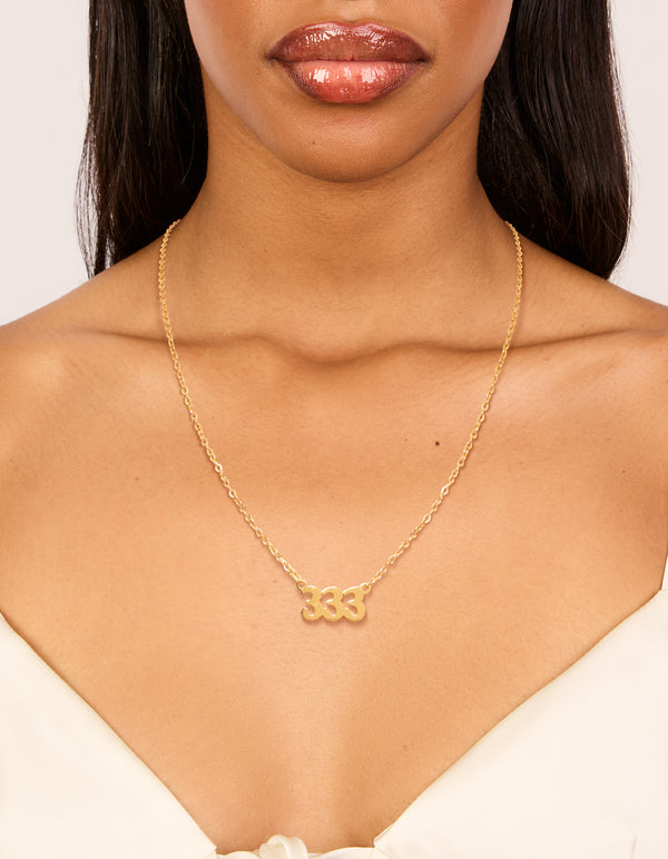 Waterproof Gold Plated Stainless Steel Angel Number 333 Necklace