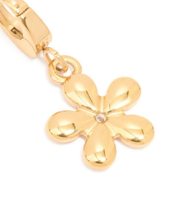 Waterproof Gold Plated Stainless Steel Flower Diamante Charm