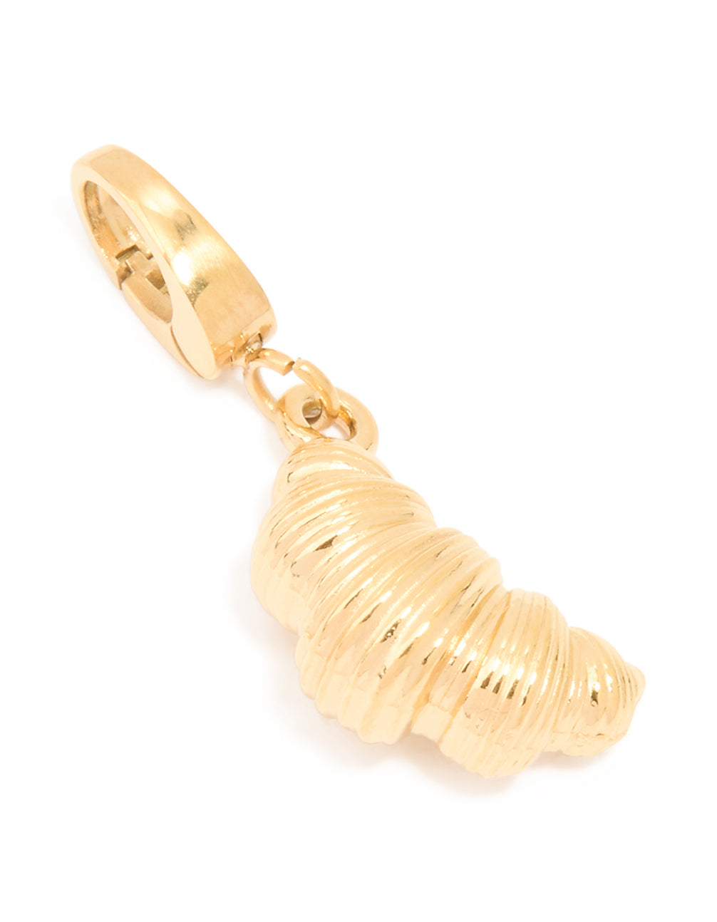 Featuring a food croissant charm crafted from waterproof stainless steel with gold plated finish front view