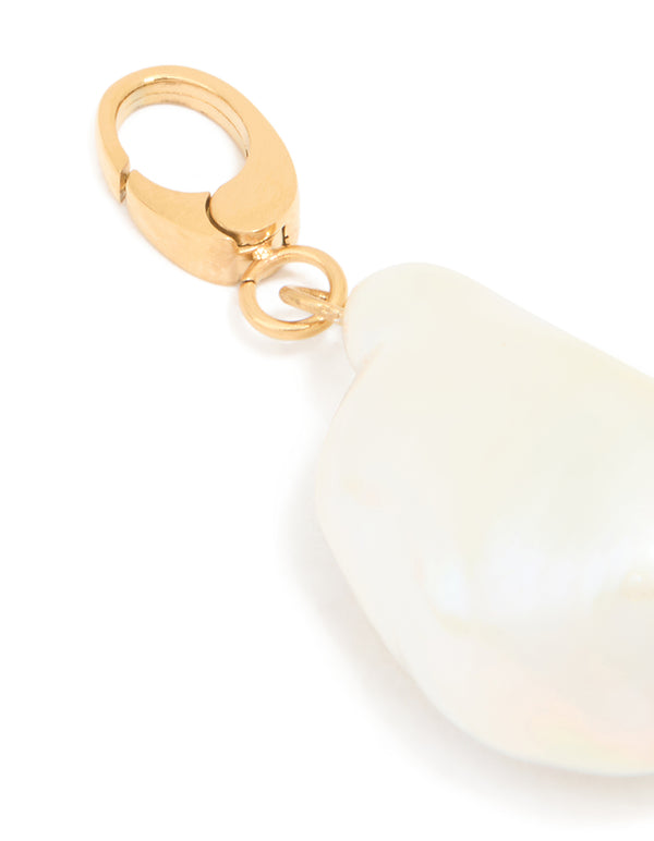 Waterproof Gold Plated Stainless Steel Freshwater Pearl Charm