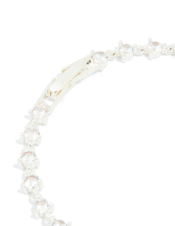 Silver Plated Cubic Zirconia Circular Tennis Bracelet