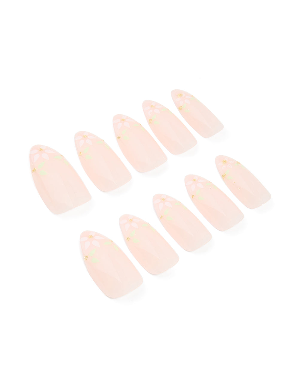 Pink French Tip Floral Art Press On Nails 24-Set