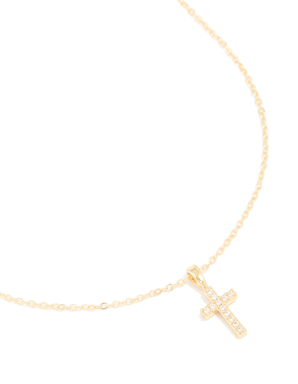 Gold Plated Cubic Zirconia Cross Pendant Necklace
