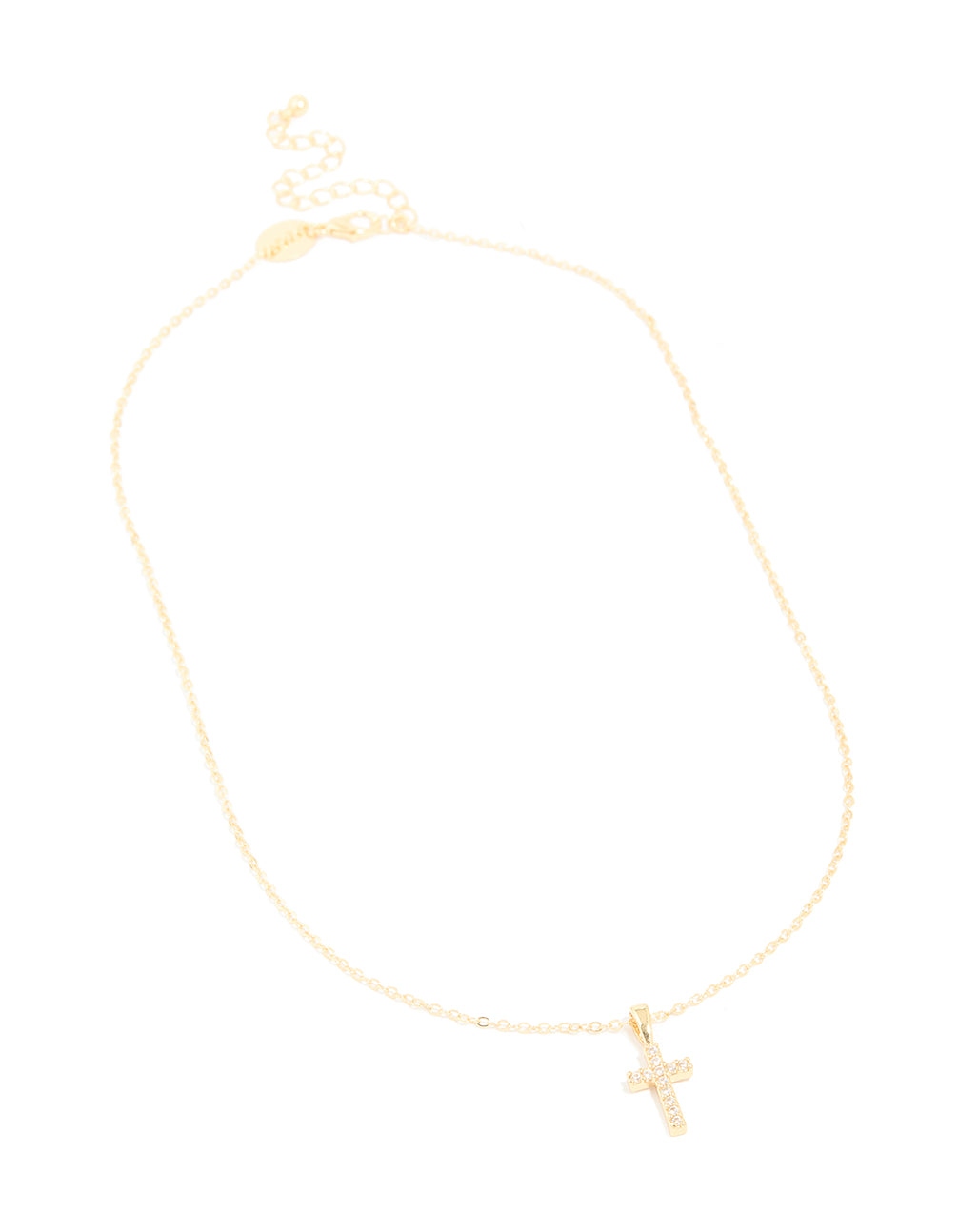 Gold Plated Cubic Zirconia Cross Pendant Necklace