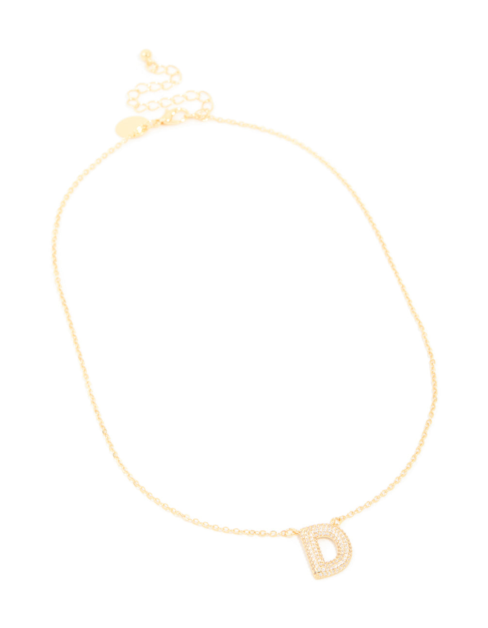 Gold Plated Cubic Zirconia Pave Letter D Necklace