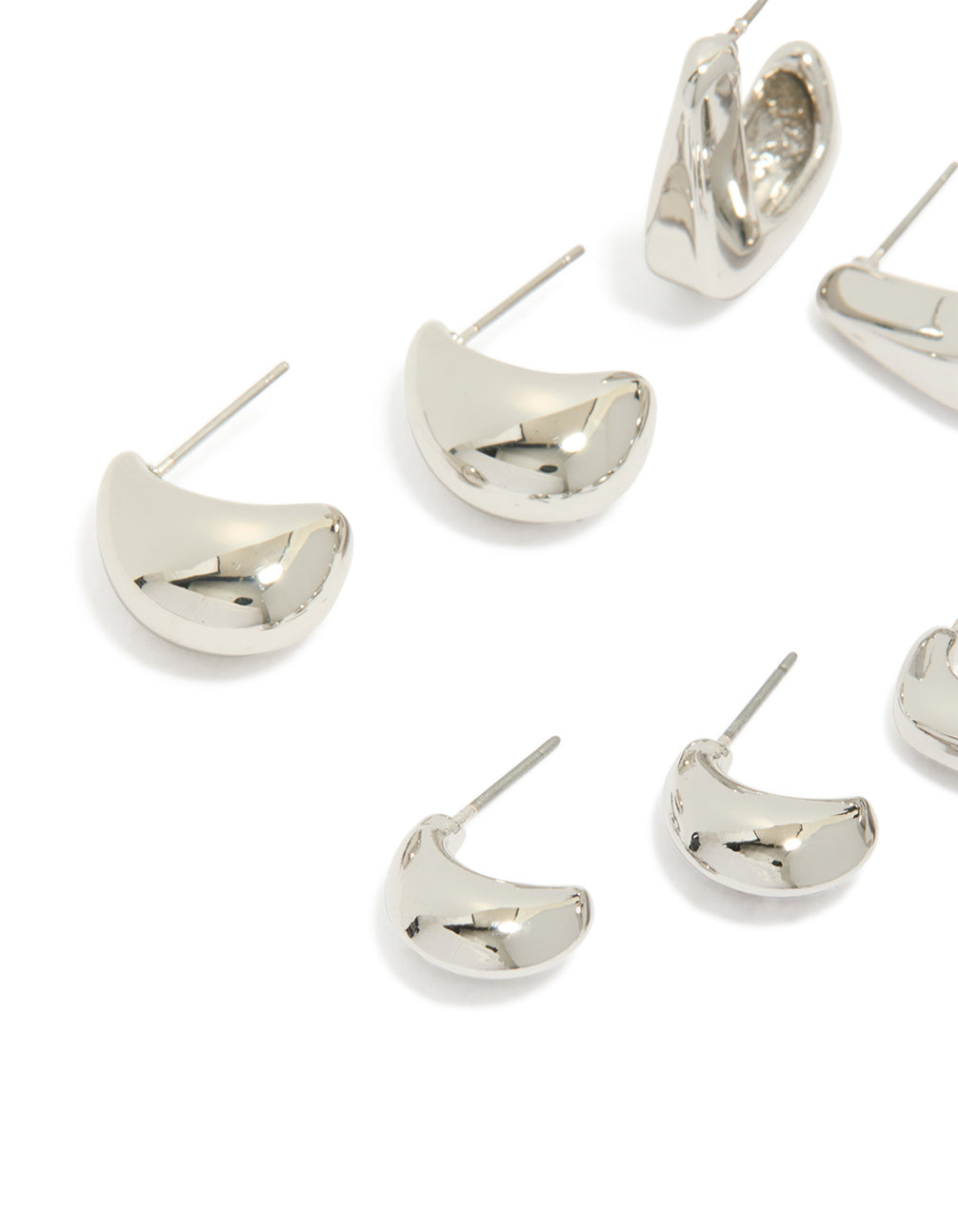 Silver Minimal Hoop Earrings 6-Pack