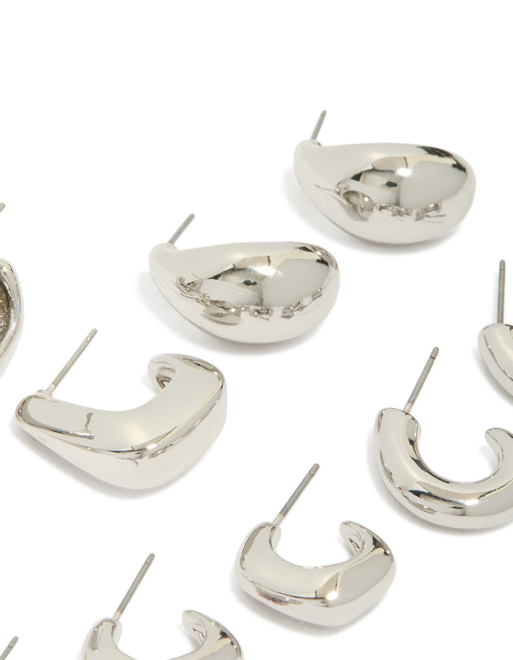 Silver Minimal Hoop Earrings 6-Pack