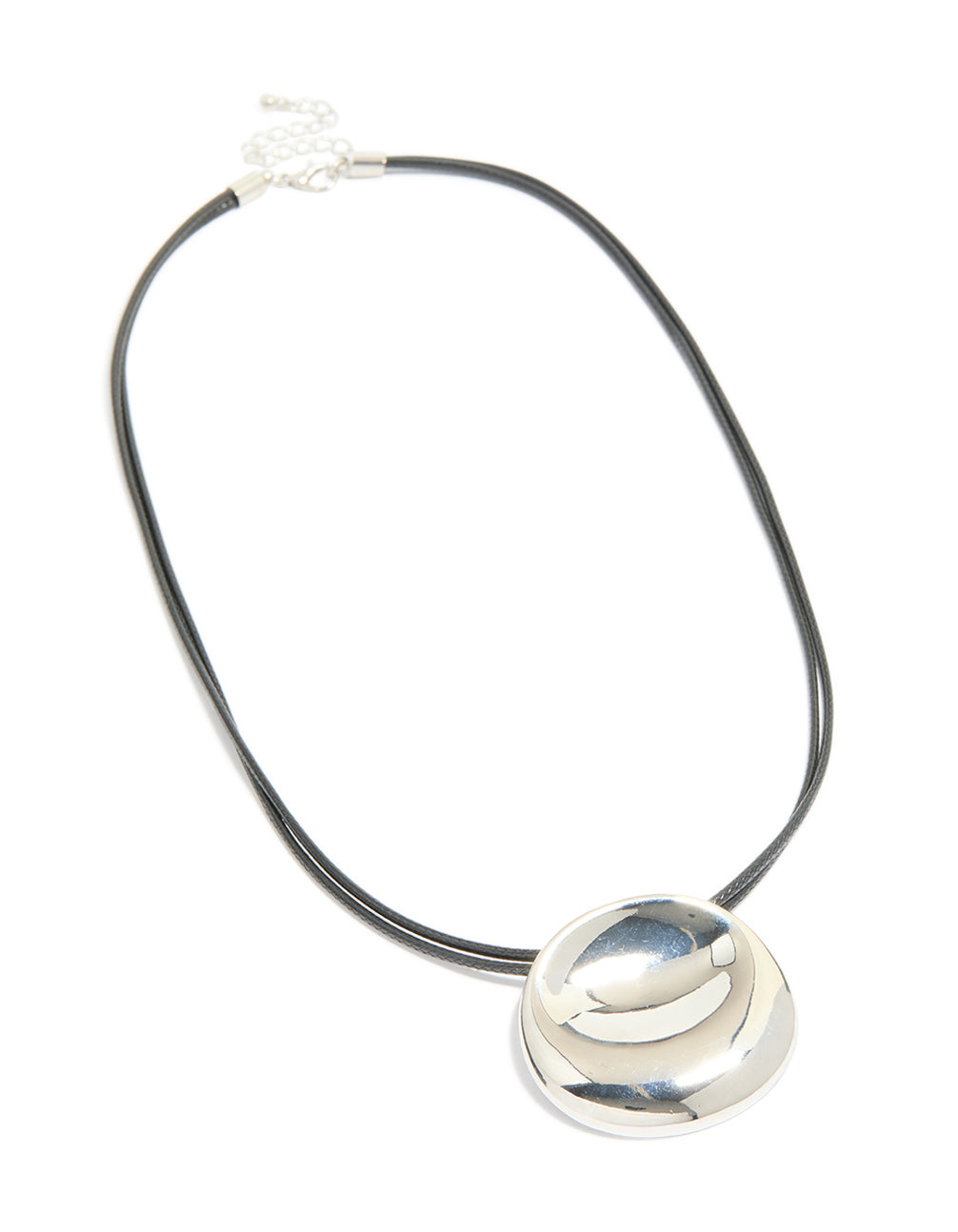 Silver Boho Pendant Cord Necklace