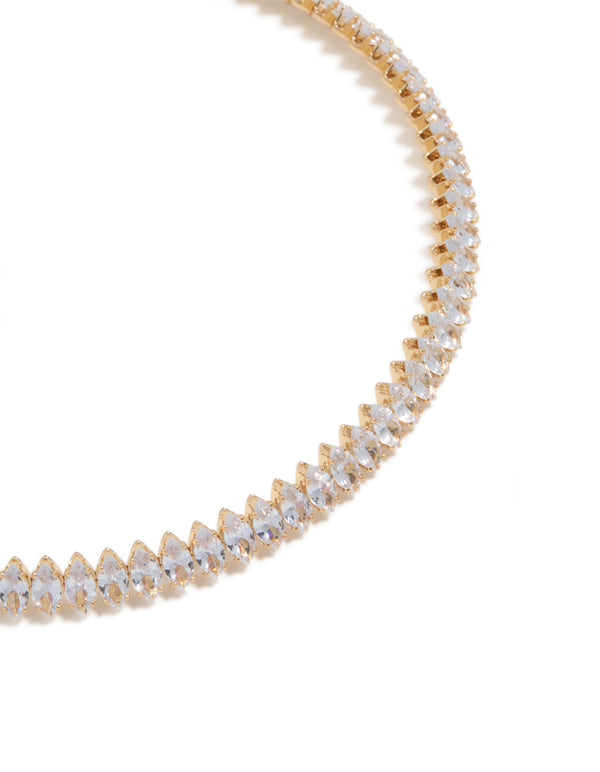 Gold Cubic Zirconia Choker Necklace