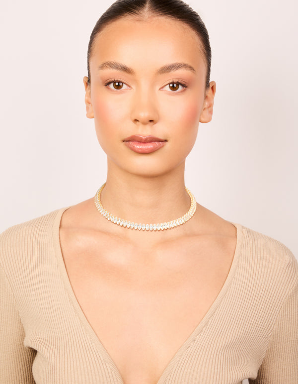 Gold Cubic Zirconia Choker Necklace