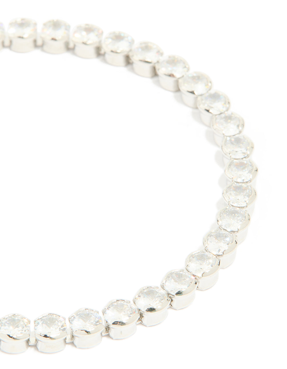 Silver Cubic Zirconia Circle Bezel Tennis Bracelet