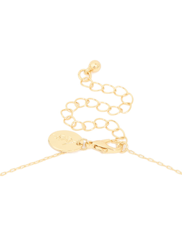 Gold Plated Diamante Rosary Necklace