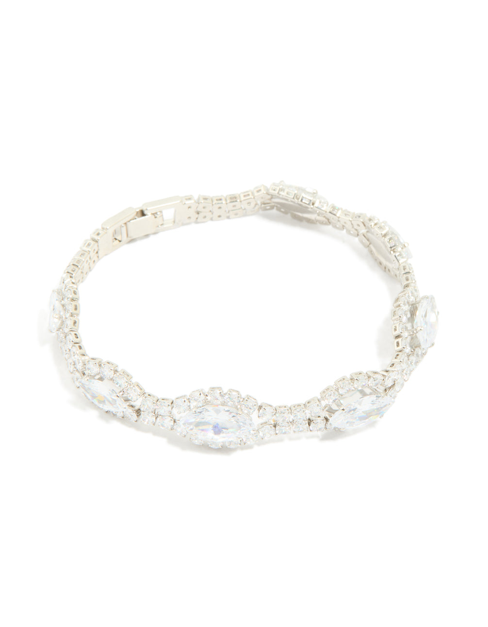 Silver Cubic Zirconia Evil Eye Tennis Bracelet