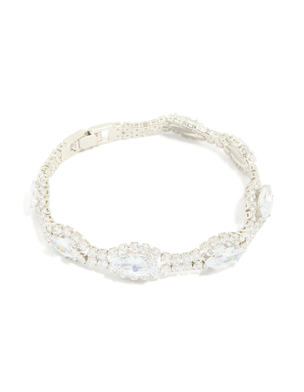 Silver Cubic Zirconia Evil Eye Tennis Bracelet