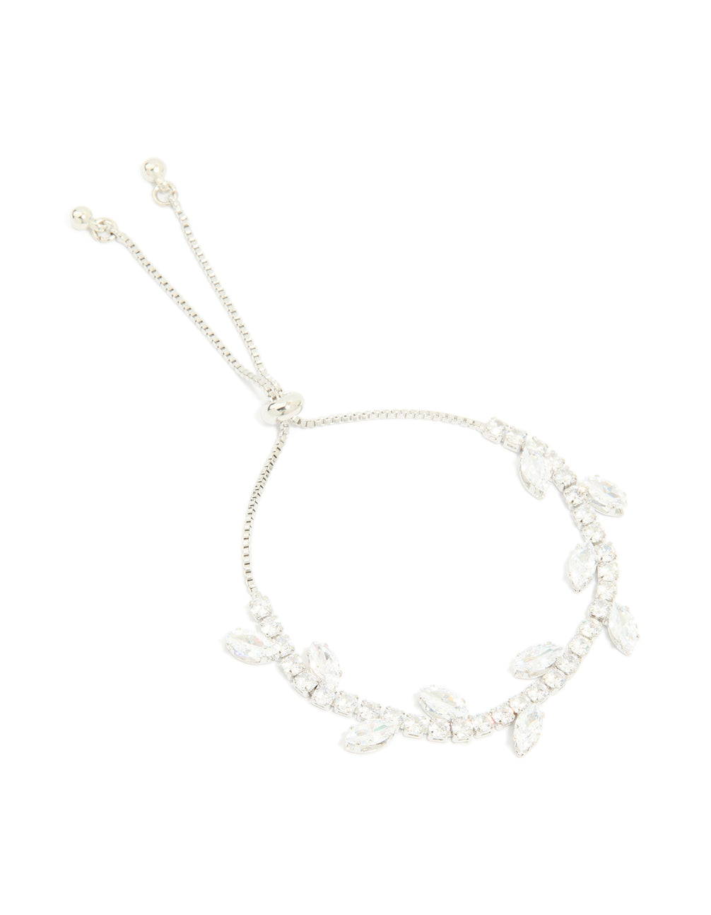 Silver Cubic Zirconia Marquise Vine Toggle Bracelet