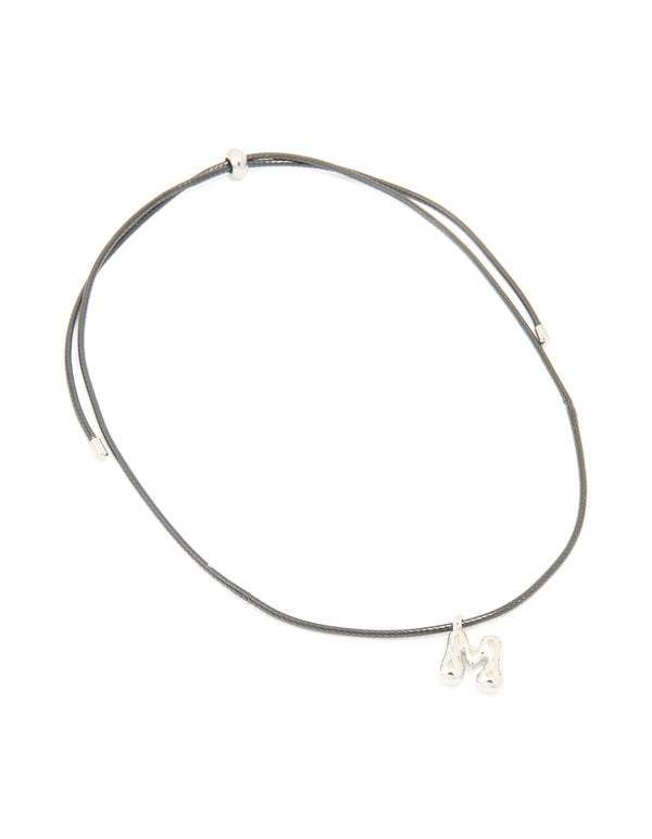 Waterproof Stainless Steel Large Bubble Letter M Cord Necklace