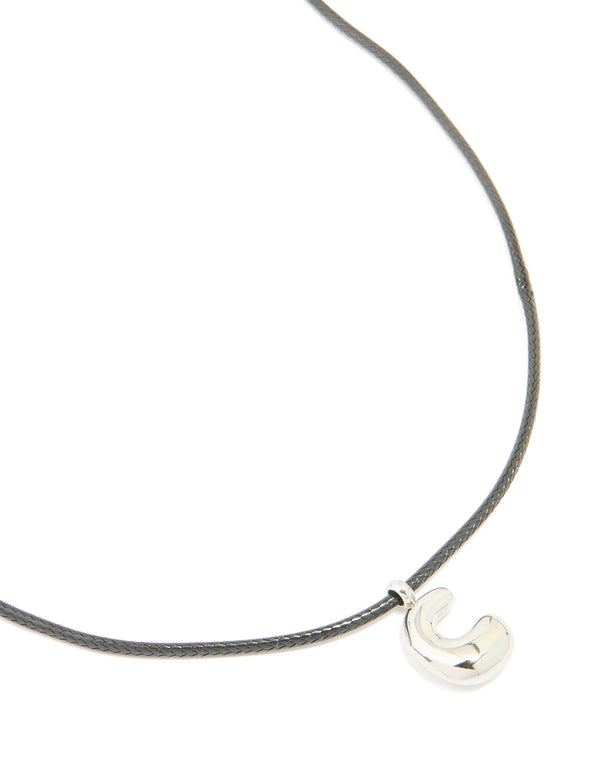 Waterproof Stainless Steel Large Bubble Letter C Cord Necklace