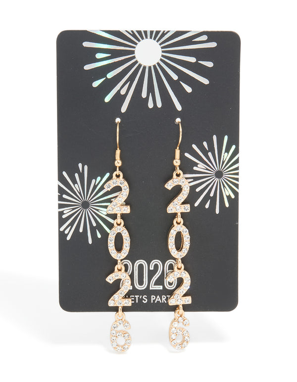 Gold Diamante 2026 Long Drop Earrings