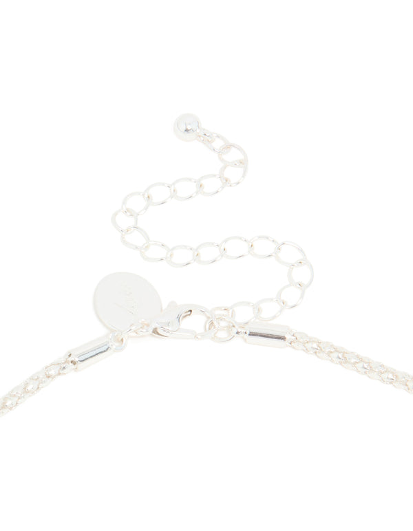 Silver Plated Pearl Twisted Chain Adjustable Toggle Necklace