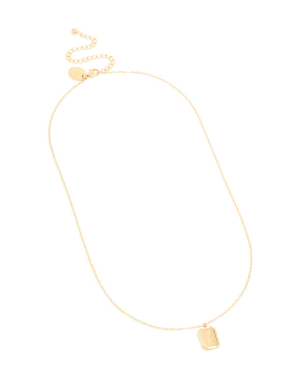 Presenting this waterproof December birth flower poinsettia necklace with floral detail crafted from gold plated stainless steel front view