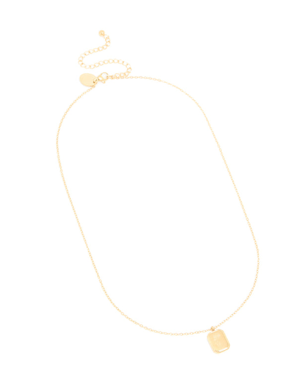 Waterproof gold plated stainless steel flower April daisy pendant necklace front view