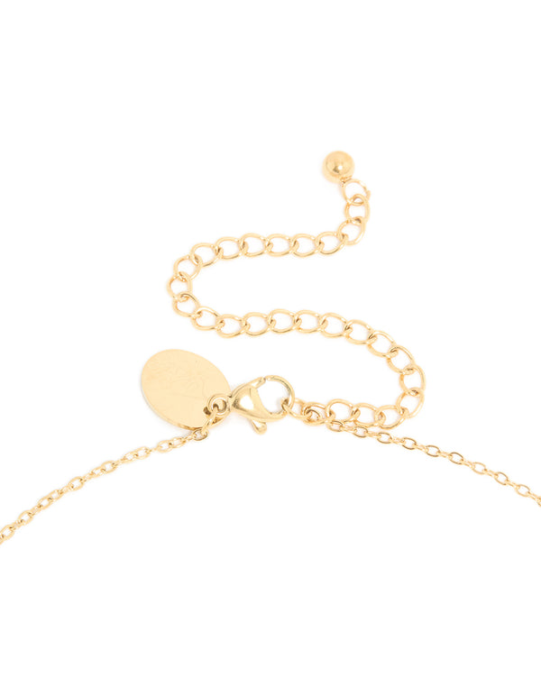 Waterproof gold plated stainless steel flower April daisy pendant necklace clasp detail view