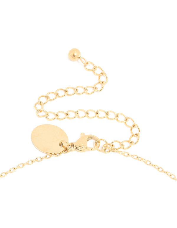 Presenting a waterproof birth flower May hawthorn necklace with gold plated stainless steel and featuring a floral detail clasp detail view