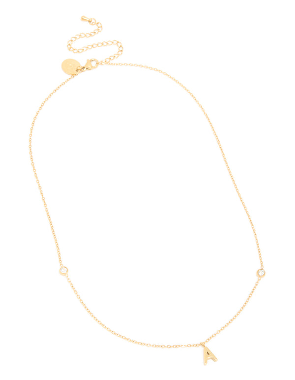Waterproof Gold Plated Stainless Steel Letter A Pendant Pendant Necklace