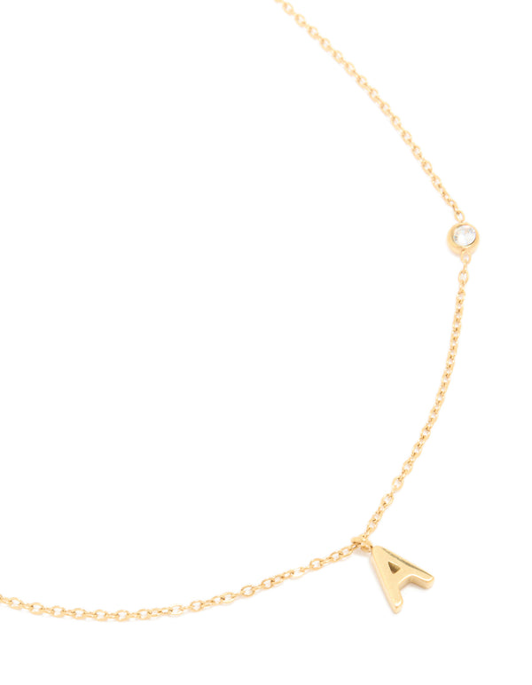 Waterproof Gold Plated Stainless Steel Letter A Pendant Pendant Necklace
