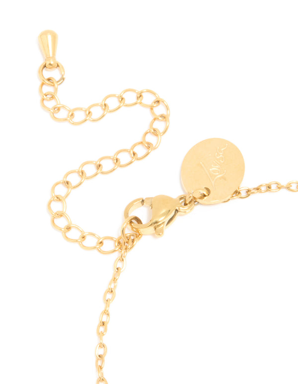 Waterproof Gold Plated Stainless Steel January Red Cubic Zirconia Birthstone Bracelet