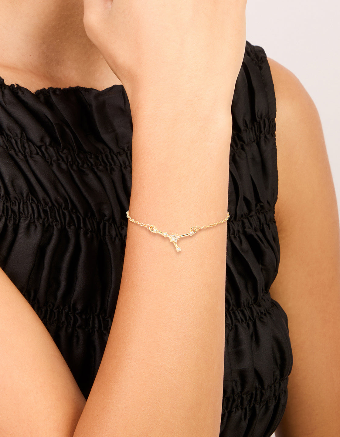 Waterproof Gold Plated Stainless Steel Cubic Zirconia Cancer Zodiac Sign Bracelet