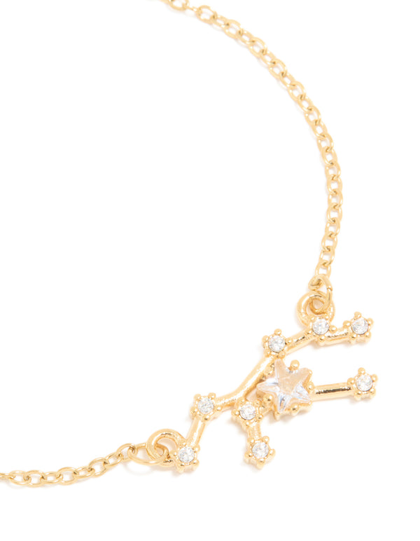 Waterproof Gold Plated Stainless Steel Cubic Zirconia Virgo Zodiac Sign Bracelet