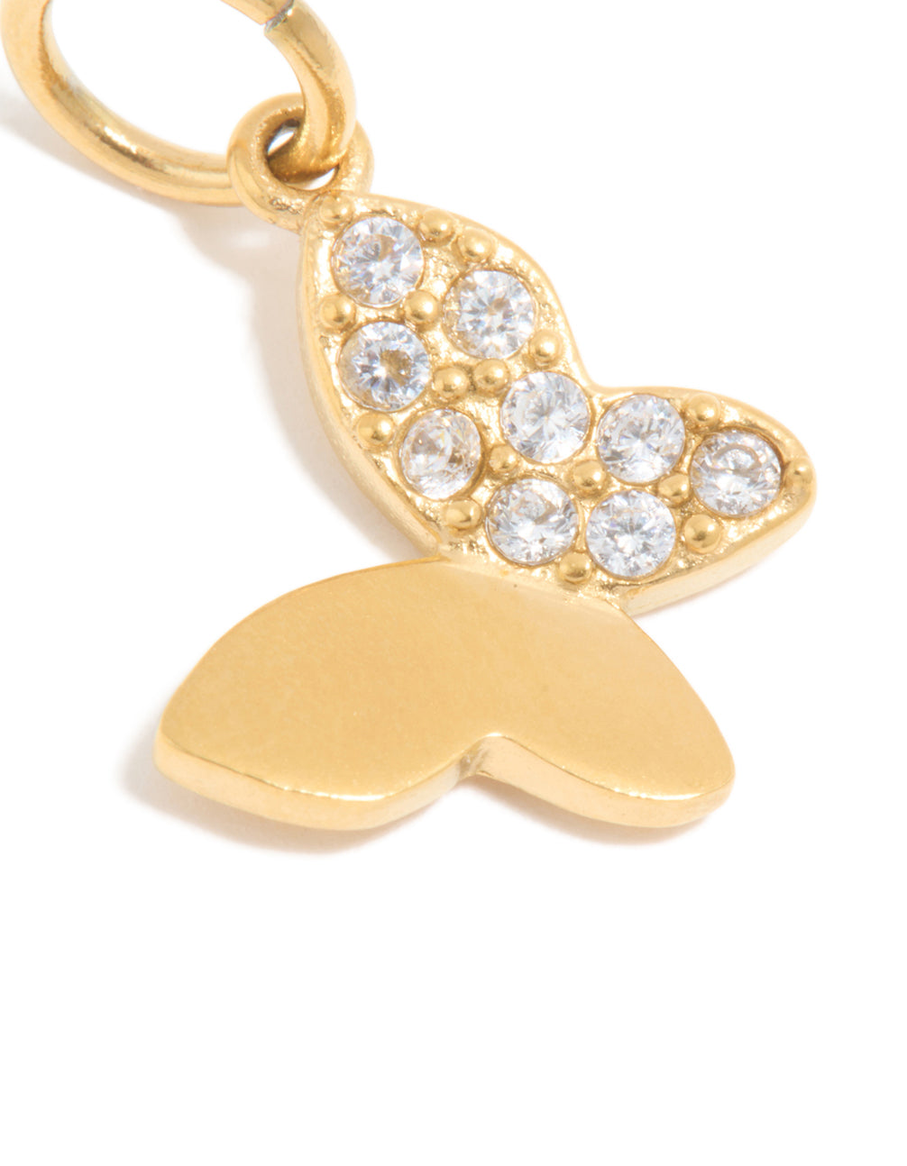 Waterproof Gold Plated Stainless Steel Cubic Zirconia Butterfly Charm