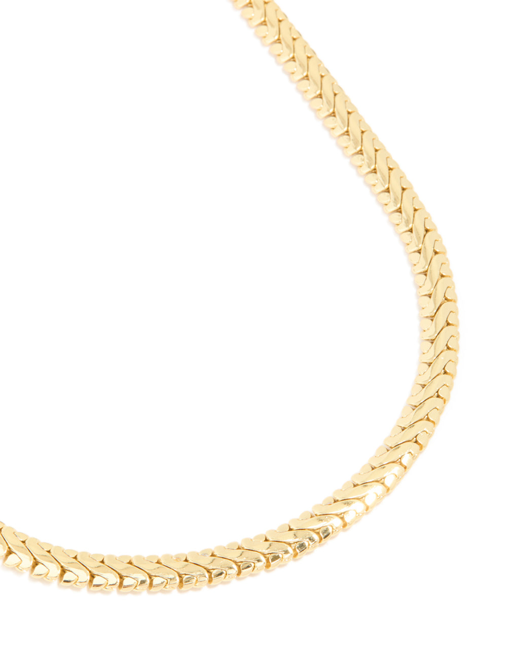 Featuring a waterproof interlock chain necklace crafted from gold plated stainless steel with statement style close up view